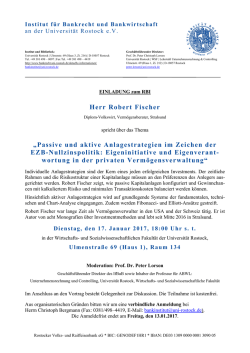 Herr Robert Fischer &bdquo;Passive und aktive Anlagestrategien im