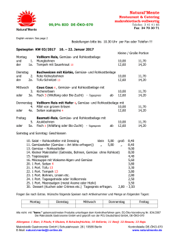 Wochen-Speiseplan