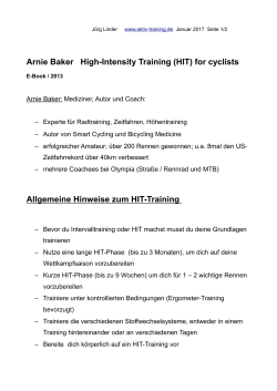 Arnie Baker High-Intensity Training (HIT) for cyclists Allgemeine