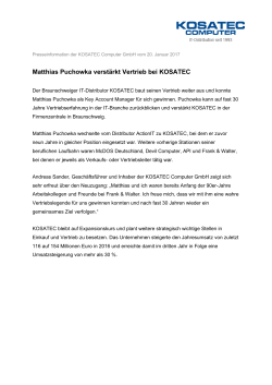 Matthias Puchowka verstärkt Vertrieb bei KOSATEC