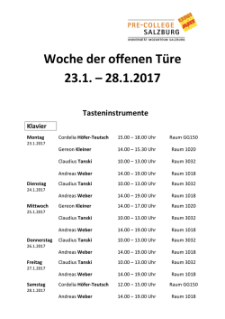 Woche der offenen Türe 280117 - Unterrichtszeiten - Pre
