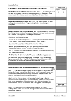 Checkliste &bdquo;Mitzuliefernde Unterlagen nach VOB/C&ldquo;