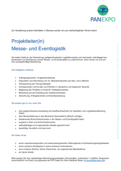 Projektleiter(in) Messe- und Eventlogistik