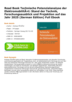 Read Book Technische Potenzialanalyse der ElektromobilitÃ¤t