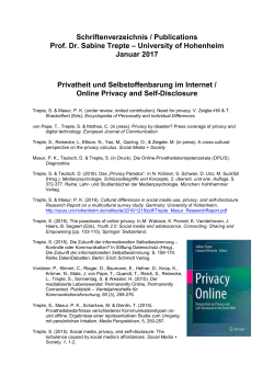 Schriftenverzeichnis / Publications Prof. Dr. Sabine Trepte