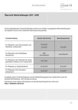 Übersicht Weiterbildungen 2017, 2018