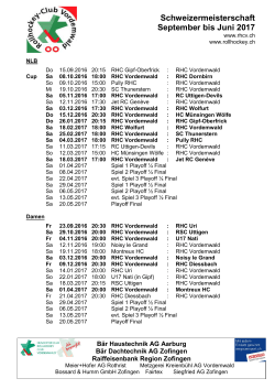 Schweizermeisterschaft September bis Juni 2017