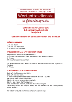 Gottesdienst f&uuml;r Januar 2017 3. Sonntag im - wgd.kath