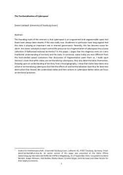 The Territorialization of Cyberspace * (PDF Available)