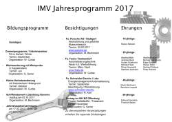 Jahresprogramm 2017 Veranstaltungen - Imv