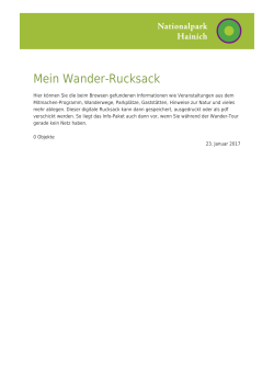 Mein Wander-Rucksack - Nationalpark Hainich