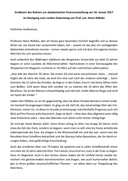 Gru&szlig;wort des Rektors - Pressestelle