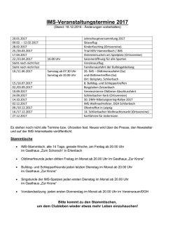 IMS-Veranstaltungstermine 2017 - IMS