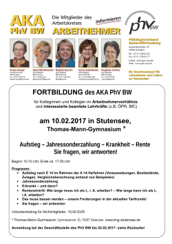 FORTBILDUNG des AKA PhV BW am 10.02.2017 in Stutensee,