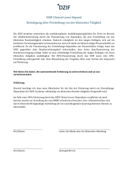 DZIF Clinical Leave Stipend Best&auml;tigung &uuml;ber Freistellung von der