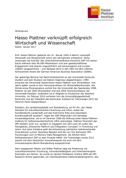 Hintergrundinformationen zu Hasso Plattner - Hasso-Plattner