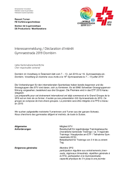 Interessenmeldung / D&eacute;claration d`int&eacute;r&ecirc;t Gymnaestrada