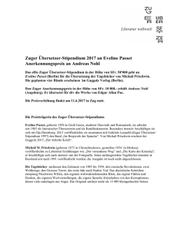 Infos - Zuger &Uuml;bersetzer Stipendium