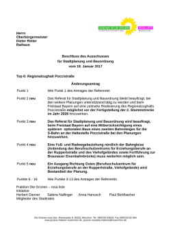 Herrn Oberb&uuml;rgermeister Dieter Reiter Rathaus Beschluss des