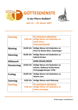 GOTTESDIENSTE - Marktgemeinde Nussdorf