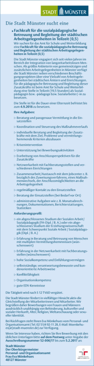 Die Stadt M&uuml;nster sucht eine
