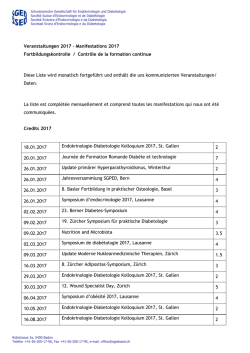 Kernfortbildungen / Creditliste 2017