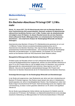 Ein Bachelor-Abschluss FH bringt CHF 1,2 Mio. mehr