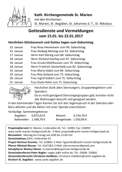 Gottesdienste und Vermeldungen - Kath. Propsteipfarrei St. Marien