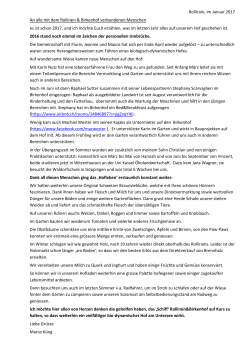 Jahresr&uuml;ckblick 2016 - Hofgemeinschaft Rollirain und Birkenhof