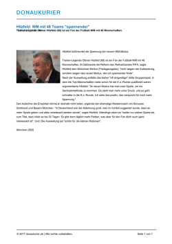 Hitzfeld: WM mit 48 Teams "spannender"