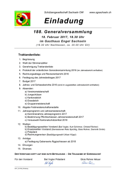 188. Generalversammlung - Schützengesellschaft Sachseln