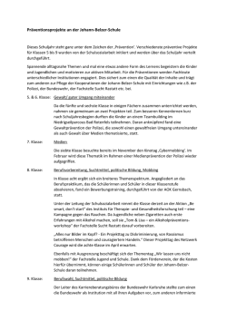 Präventionsprojekte an der Johann-Belzer