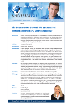Ihr Leben unter Strom? Wir suchen Sie! Betriebselektriker