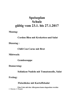 Speiseplan vom 23.1. - 27.1.2017 - Deutschorden