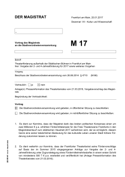 Magistratsvorlage Theaterförderung