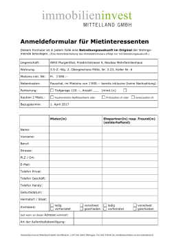 Anmeldeformular für Mietinteressenten