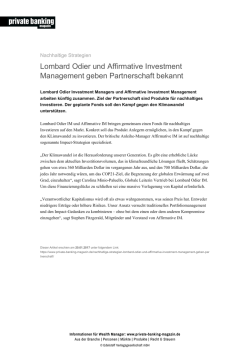 Lombard Odier und Affirmative Investment Management geben