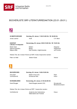 BÜCHERLISTE SRF-LITERATURREDAKTION (23.01.