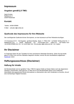 Impressum Ihr Disclaimer Haftungsausschluss (Disclaimer)