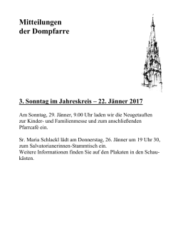 Mitteilungen der Dompfarre 2. Sonntag im Jahreskreis – 15. Jänner