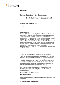 17.01.2017, Debatte um den Doppelpass - Deutsche, Türken