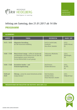 Infotag am Samstag, den 21.01.2017 ab 14 Uhr PROGRAMM