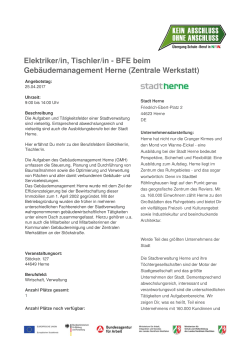 Elektriker/in, Tischler/in BFE beim Gebäudemanagement Herne
