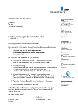 per Email An den Schülerrat Ravensburg Einladung zur Sitzung des