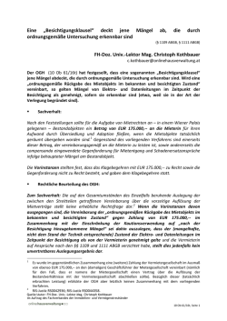 Eine &bdquo;Besichtigungsklausel&ldquo; deckt jene M&auml;ngel ab, die durch