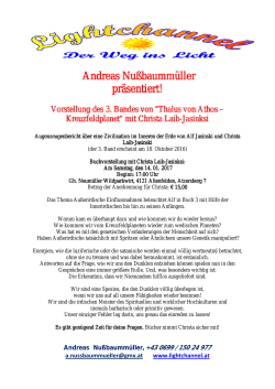 Infos Buchvorstellung Christa Jasinski, 14. 01. 2017