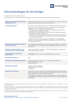 Informationsbogen f&uuml;r den Einleger