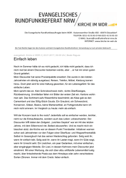 Einfach leben - Kirche im WDR