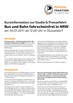 Bus und Bahn fahrscheinfrei in NRW