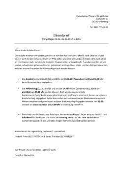 Infobrief und Packliste - Jugend St